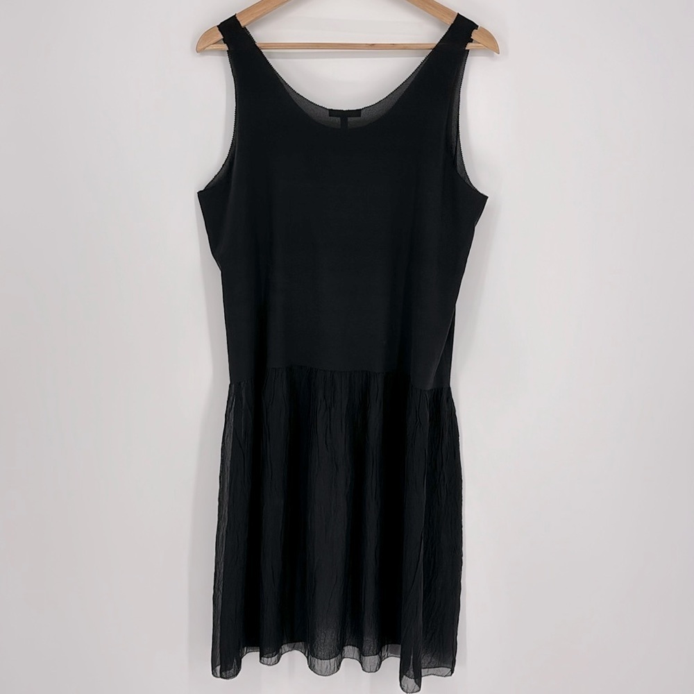 Eileen Fisher Silk Chiffon Sleeveless Black Dress Women’s Size Medium - Picture 8 of 9